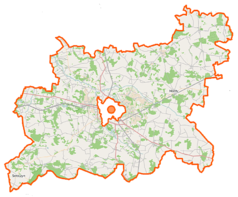 Mapa konturowa powiatu siedleckiego, na dole po prawej znajduje się punkt z opisem „Kwasy”