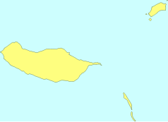 Mapa konturowa Madery, po lewej nieco na dole znajduje się punkt z opisem „Ribeira Brava”