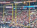 Image 2An arena football goalpost structure featuring the rebound nets on either side of the uprights. (from Arena football)