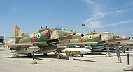 Two A-4 Skyhawk Ayit, A-4N and A-4H (left to right), 147 Squadron "Goring Ram", the A-4 was on Ramon based also