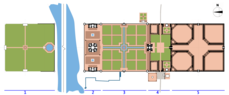 Other places of Interest. Clockwise from top: plan of the Taj Mahal Complex with the Mehtab Bagh gardens to the left; Jama Masjid; Chini Ka Rauza; and Tomb of Mariam-uz-Zamani.