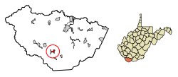 Location of War in McDowell County, West Virginia.