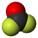 Space-filling model of the carbonyl fluoride molecule