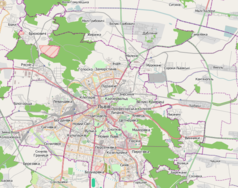 Mapa konturowa Lwowa, w centrum znajduje się punkt z opisem „Kościół św. Wawrzyńca i klasztor Bonifratrów we Lwowie”