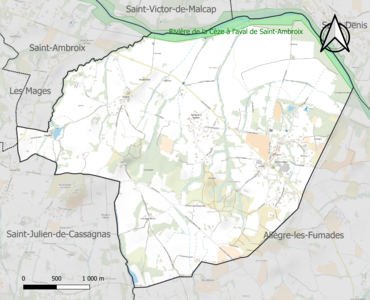 Carte de la ZNIEFF de type 1 sur la commune.