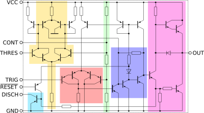 Schéma interne du 555 en version bipolaire.