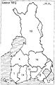 Suomen autonomian aikaiset läänit 1812: 1: Turun ja Porin lääni, 4: Vaasan lääni, 10: Oulun lääni, 13: Viipurin lääni, 14: Uudenmaan ja Hämeen lääni, 15: Kymenkartanon lääni, 16: Savon ja Karjalan lääni.