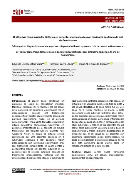 File:Salivary pH as diagnostic biomarker in patients diagnosed with oral squamous cells carcinoma in Guantanamo.pdf