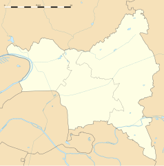 Mapa konturowa Sekwana-Saint-Denis, na dole po prawej znajduje się punkt z opisem „Noisy-le-Grand”