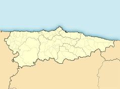 Mapa konturowa Asturii, po prawej znajduje się punkt z opisem „Peñamellera Alta”