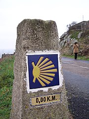 O camiño de Santiago en Fisterra, Galicia