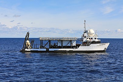 Crew Dragon sits on the vessel, about 200 miles off Florida’s east coast, after the Demo-1 mission, 8 March 2019