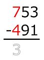 7 − 4 = 3