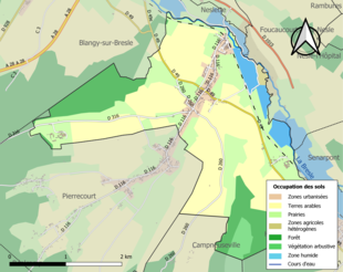 Carte en couleurs présentant l'occupation des sols.