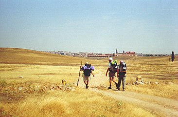 Peregrinos llegando a Salamanca.