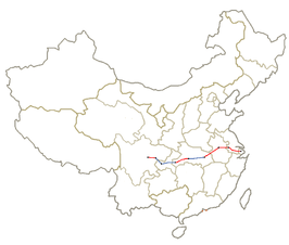 Netwerkkaart van de Hogesnelheidslijn Shanghai-Chengdu Huhanrong hogesnelheidslijn