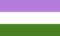 The genderqueer pride flag, a simple horizontal triband.