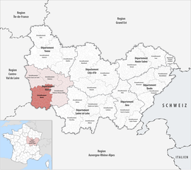 Location within the region Bourgogne-Franche-Comté