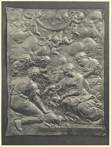 Die Anbetung der Hirten in weißsilbernem Relief getrieben von Daniel Kellerdahler 1637