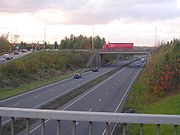 A5 at Milton Keynes looking north at its junction with the A509