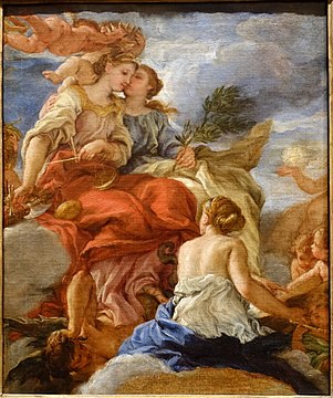 Studie zu Gerechtigkeit, Frieden und Wahrheit in der Kirche Sant’Agnese in Agone, Rom, ca. 1666–1672, Öl auf Leinwand (Blanton Museum of Art, Austin, Texas)