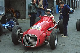 Maserati 4CL of Dan Margulies, front and left side, 1979 in the paddock of the Nürburgring