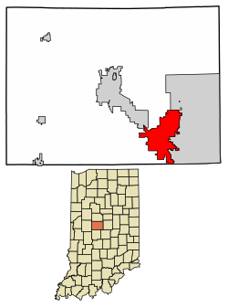 Location of Whitestown in Boone County, Indiana.