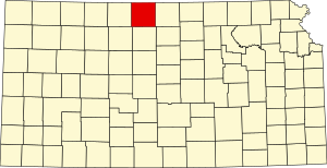 Map of Kansas highlighting Smith County