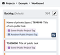 Workboard view of two tasks in a non-public Space