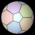 The Petersen graph and associated map embedded in the projective plane. Opposite points on the circle are identified yielding a closed surface of non-orientable genus 1.