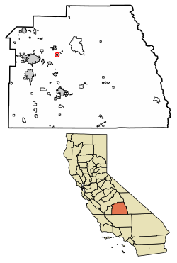 Location of Lindcove in Tulare County, California.