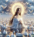 Thumbnail for File:Nganu Leima (or Nganureima) — Mother Goddess &amp; Divine Queen of ducks, geese, swans &amp; other waterfowls — Classical Meitei mythology &amp; traditional Meitei religion (Sanamahism alias Lainingthouism) of ancient Kangleipak civilization.jpg