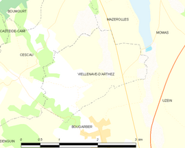 Mapa obce Viellenave-d’Arthez