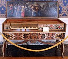 Neapolitanisches Virginal von Guarracino, 1667, Deckel-Gemälde von 1669. Mailand, Museo del teatro alla Scala