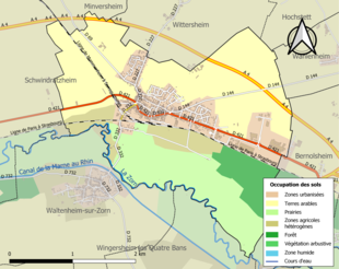 Carte en couleurs présentant l'occupation des sols.