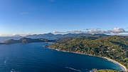 Aerial of Anse Takamaka beach, Mahe