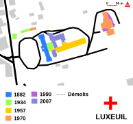 Carte de l'hôpital et de ses évolutions.