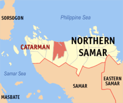 Mapa ning Pangulung Samar ampong Catarman ilage