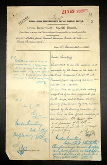 Dublin Castle Special Branch intelligence file on Colonel Maurice Moore