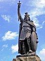 Image 18King Alfred the Great statue in Winchester, Hampshire. The 9th-century English king encouraged education in his kingdom, and proposed that primary education be taught in English, with those wishing to advance to holy orders to continue their studies in Latin. (from Culture of the United Kingdom)