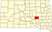 Map of South Dakota highlighting Jerauld County