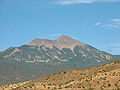 Little Tuk (left) and Mt. Tukuhnikivatz (right) of the La Sal Range in summer, seen from the south.