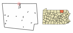 Location of South Waverly in Bradford County, Pennsylvania.