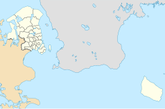 Mapa konturowa Regionu Stołecznego, na dole po prawej znajduje się punkt z opisem „Rønne”