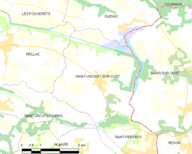 Mapa obce Saint-Vincent-sur-Oust