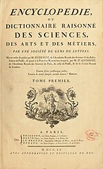 Encyclopédie, ou dictionnaire raisonné des sciences, des arts et des métiers