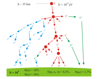 Un arbre logique représentant la production de particules.