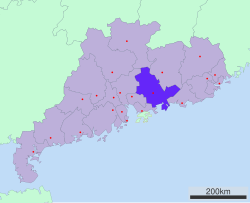 広東省中の恵州市の位置