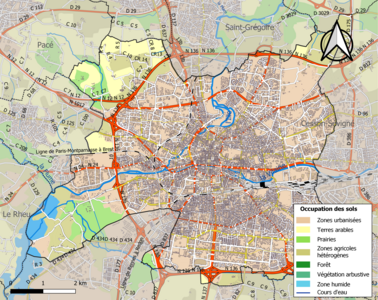 Carte en couleurs présentant l'occupation des sols.