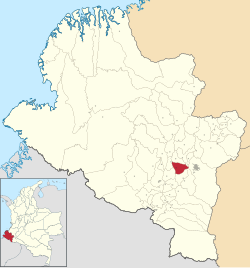 Location of the municipality and town of Consaca in the Nariño Department of Colombia.